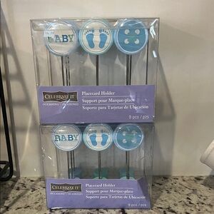Celebrate It Blue Baby Footprint Placecard Holders. 2 boxes. Total of 18